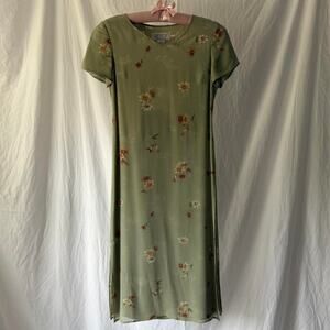 Green floral midi dress